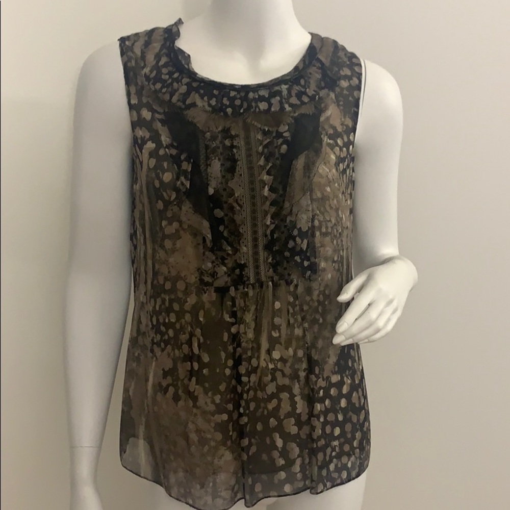 Elie TAhari Silk leopard print sleeveless Top